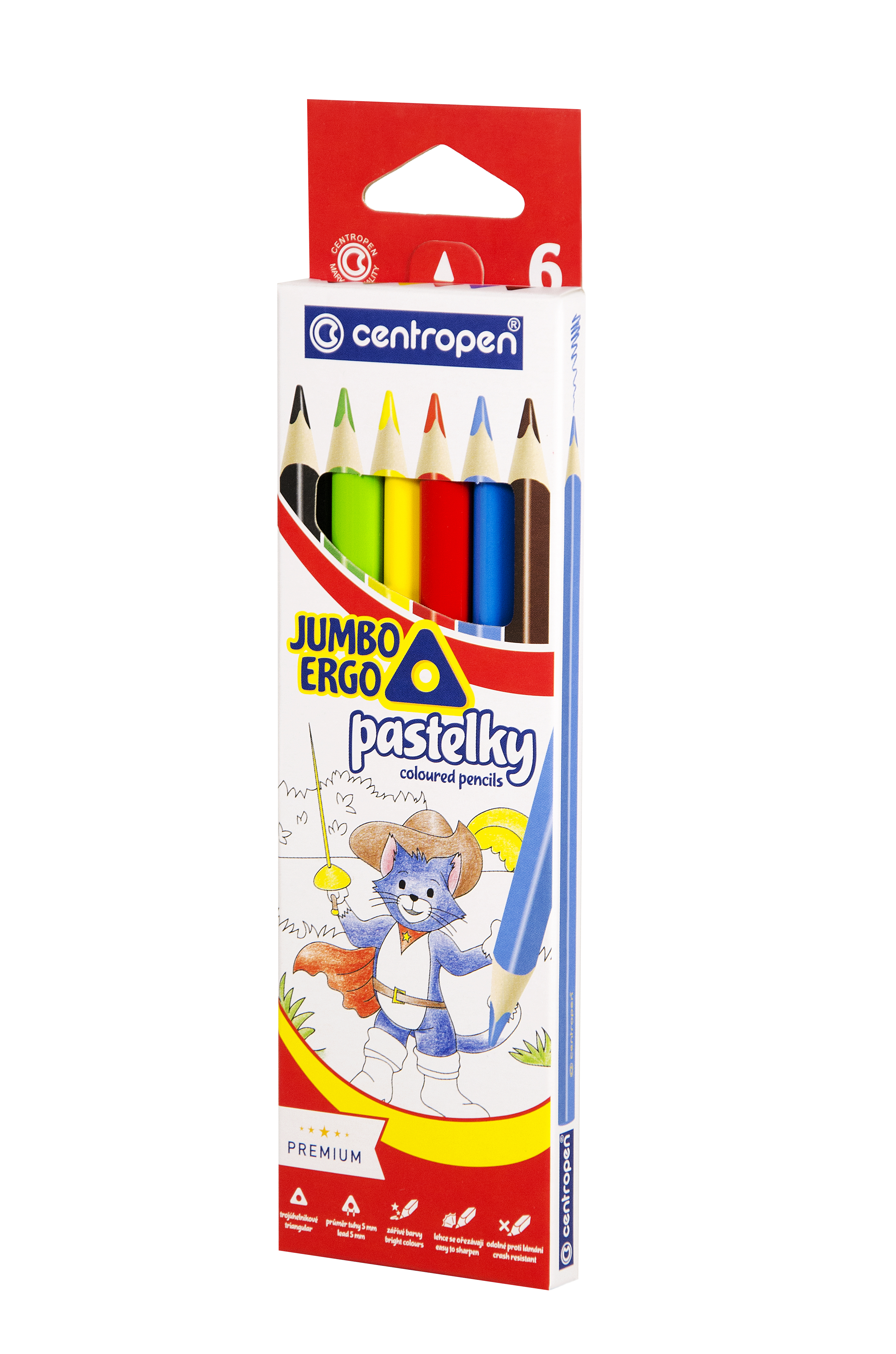 Ceruzky CENTROPEN 9522/  6 trojhranné farebná súprava  JUMBO